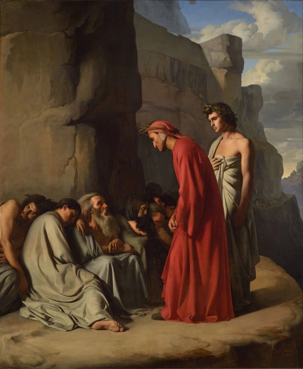 Hippolyte Flandrin - Dante, guidato da Virgilio, offre consolazioni alle anime degli invidiosi, Musée des Beaux, Arts, Lione